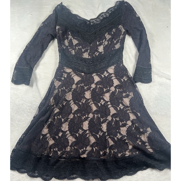 Free People Dresses & Skirts - Free People Lacey Affair Lace Cutout Mini Dress‎ in Black Size XS RETAIL $168